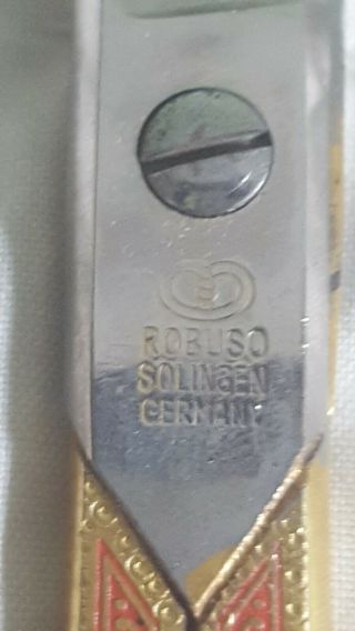 Vintage Scissors Letter Opener desk set leather Case Solingen Germany VGC (007 4