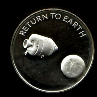 Apollo 13 Space Flown To The Moon Material Large Silver Coin - Return To Earth