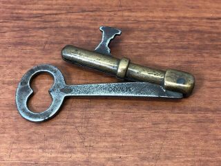 Vintage Rare Antique M.  W.  Co.  Brass Folding Skeleton Key Old Lock Hardware