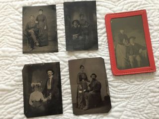 Vintage Tintype Photographs Of 7 Children And 5 Couples