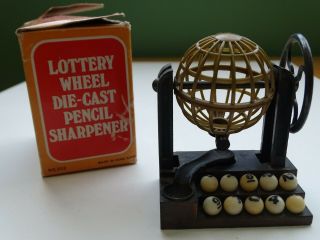 Die - Cast Metal Miniature Lottery Wheel Sharpener Antique Finish.