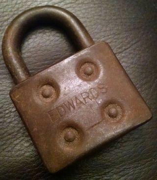 Vintage Antique Edwards Padlock Lock No Key Made In Usa Collectable Rustic