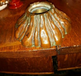 Antique Vintage Heavy Metal Bronze Tree Base Paperweight Inkwell