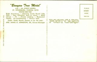 Postcard FL Florida St Petersburg Banyan Tree Motel Unposted 2