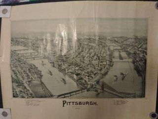 1902 Photograph Of Map 16 X 20 The Three Rivers Point Pittsburgh Pa