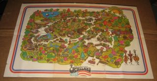 Vintage Opryland Amusement Park Large Guide Wall Map Nashville Tn
