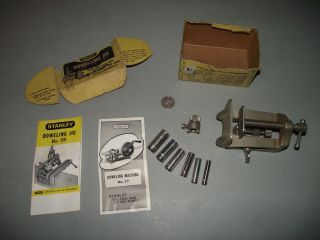 Vintage Stanley Tools Dowel Jig No.  59 With 6 Guides And Box Usa