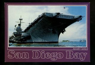 Military Postcard Us Navy Ship Aircraft Carrier San Diego Bay,  Ca Chrome