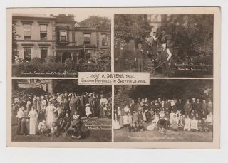 Ww1 Real Photo Pc Belgian Refugees Shirle Hill Nether Edge Sheffield 1914