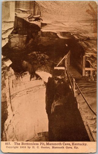 Old Postcard Ky 1910 Mammoth Cave The Bottomless Pit 017 H C Ganter C1