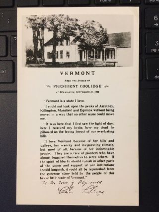 Vintage Vt Postcard Rppc President Calvin Coolidge Speech Bennington Vermont A05