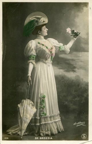 Vintage French Rppc Postcard - Actress Miss De Brozzia Tc734