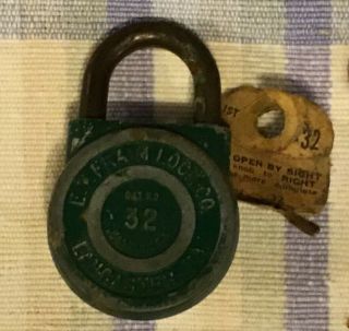 Vintage Rare E.  T.  Fraim Lock Co Combination Lancaster PA 32 Made USA Brass Dial 2