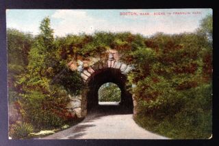 Boston,  Mass.  C.  1910 Pc.  View Of Stone Tunnel In Franklin Park