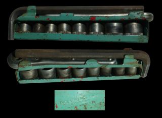 Vintage Indestro 1451 11pc 1/2 " Hex Drive Socket Set In Metal Tray 12pt Usa