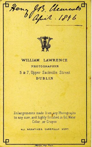 VINTAGE 1876 BOY HOLDING CRICKET BAT CABINET PHOTO - WILLIAM LAWRENCE DUBLIN 2