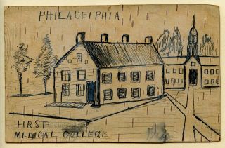 Birch Bark,  1908,  Hand Drawn,  First Medical College,  Philadelphia Pennsylvania