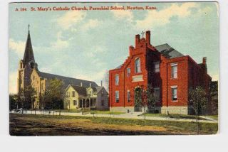 Antique Postcard Kansas Newton St.  Mary 