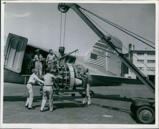 Pan Am Airplane Flight American Flag Workers Engine Transportation Photo 8x10
