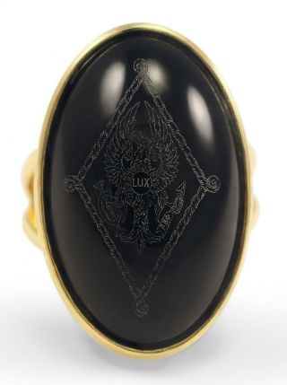 Pi Beta Phi Sorority Duchess Ring - 14k Gold Plated & Black Onyx -