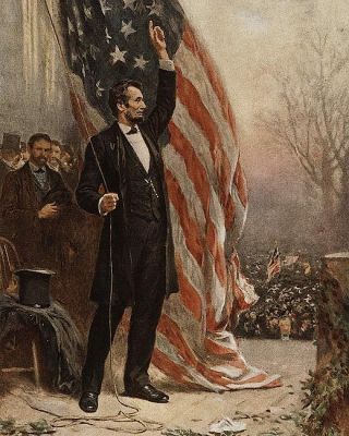 Abraham Lincoln With American Flag Painting 11x14 Silver Halide Photo Print