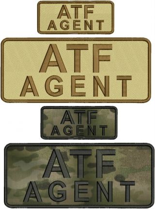2 Atf Agent Embroidery Patch 4x10 And 2x5 Hook On Back Tan And Camo
