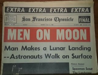 Men On Moon - San Francisco Chronicle,  July 21,  1969