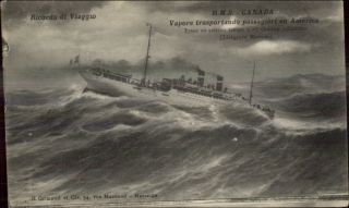 Steamship Rms R.  M.  S.  Canada In High Seas C1910 Postcard