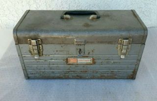 Vintage Sears Craftsman Gray Metal Toolbox With Tray 18 " Usa