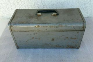 Vintage Sears CRAFTSMAN Gray Metal Toolbox With Tray 18 