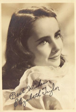 Vintage 1940s Photo Hollywood Movie Actress Elizabeth Taylor Autograph Signature