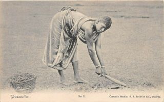 Postcard India Ethnic Grass Cutter