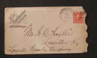 1904 Envelope Royal Poinciana Hotel Palm Beach Fl Two Cent Stamp Washington