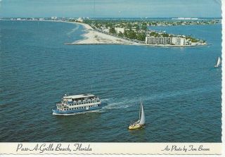 Postcard - Fl - Aerial Boats Pass A Grille Beach Clearwater Florida