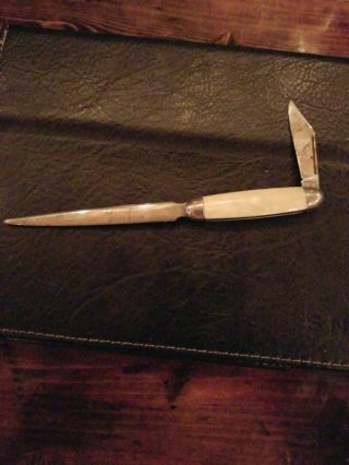 Vintage Imperial Mother Of Pearl Handle Combination Folding Knife /letter Opener