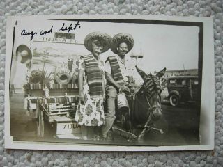 Rppc - Tijuana Bc Mexico - 1946 - Tourists In Cart - Donkey - Real Photo