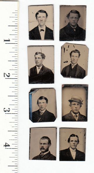 Civil War Era Miniature Gem Tintype Photos Young Men W/flaws.  365h