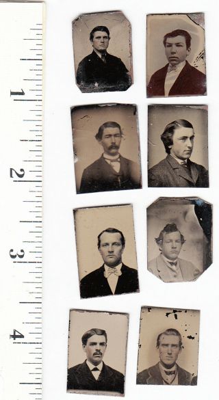 Civil War Era Miniature Gem Tintype Photos Young Men W/flaws.  365j