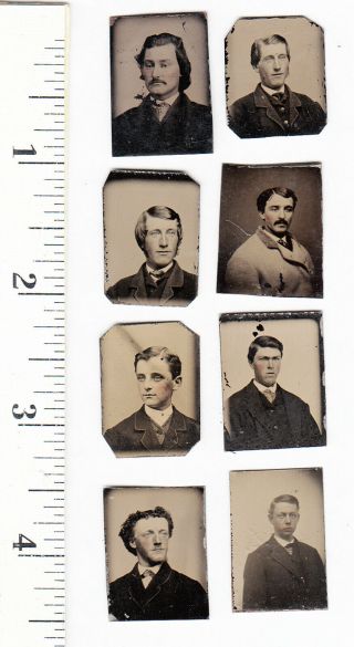 Civil War Era Miniature Gem Tintype Photos Young Men W/flaws.  365g