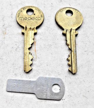 1 Pair Vintage Medeco High Security Keys 1 Side - Blank Good To Stamp