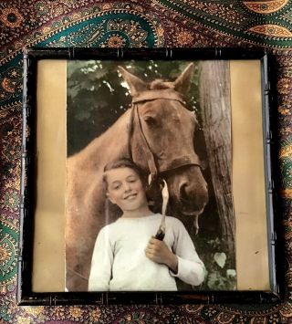 1930s Hand Tinted Photo Of Boy And His Horse