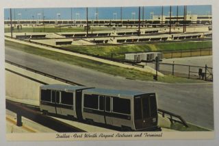 Dallas Fort Worth Tx Airport Airtrans And Terminal Chrome Era Texas Postcard Ft
