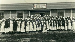 Circa Ww1 Photo American Red Cross Nurses Club,  Large Group Photo