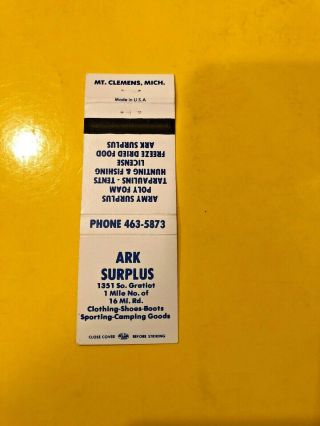 Vintage Mount Clemens Michigan Matchbook Ark Surplus