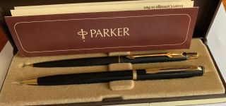 Parker Black Gold Vintage Pen Set With Case