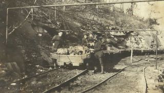 Stone Kentucky Coal Mine Carts Miners Family Appalachia Antique Photo