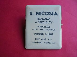 Vintage S Nicosia Newport News Virgina Fruit Advertising Paper / Bill Clip