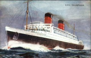 Steamship Rms R.  M.  S Mauretania Salmon Series C1920s - 30s Postcard