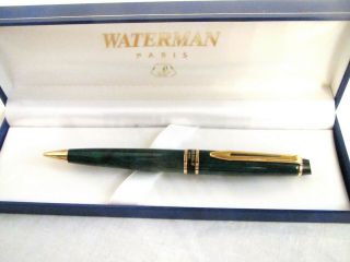 Waterman Expert Ii " Prussian " Green/black & Gold Plate Pencil W/ Box France