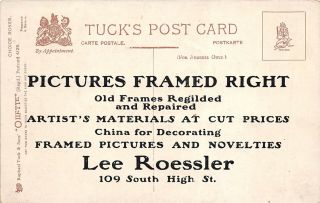 Columbus Ohio C1910 Advertising Postcard Lee Roessler Frames On Tucks Oilette